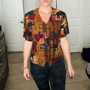 Elegant Safari Patterned Blouse